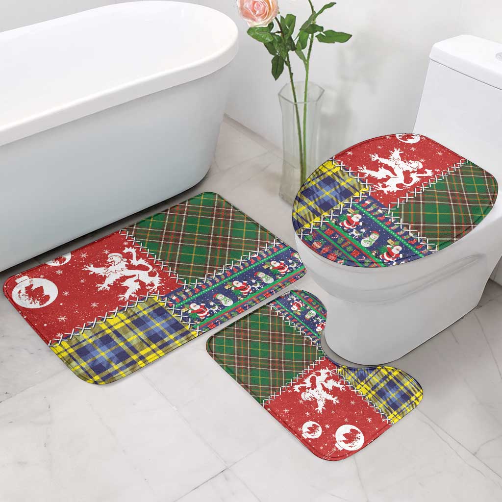 Scottish Christmas Bathroom Set Scotland Lion and Xmas Elements Patch Style - Wonder Print Shop