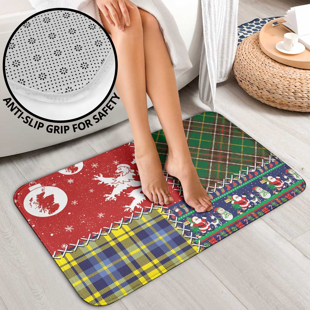 Scottish Christmas Bathroom Set Scotland Lion and Xmas Elements Patch Style - Wonder Print Shop