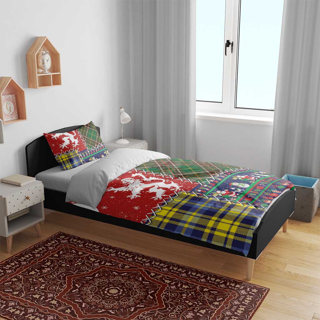 Scottish Christmas Bedding Set Scotland Lion and Xmas Elements Patch Style - Wonder Print Shop