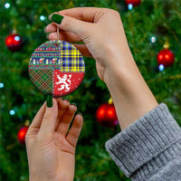 Scottish Christmas Ceramic Ornament Scotland Lion and Xmas Elements Patch Style - Wonder Print Shop