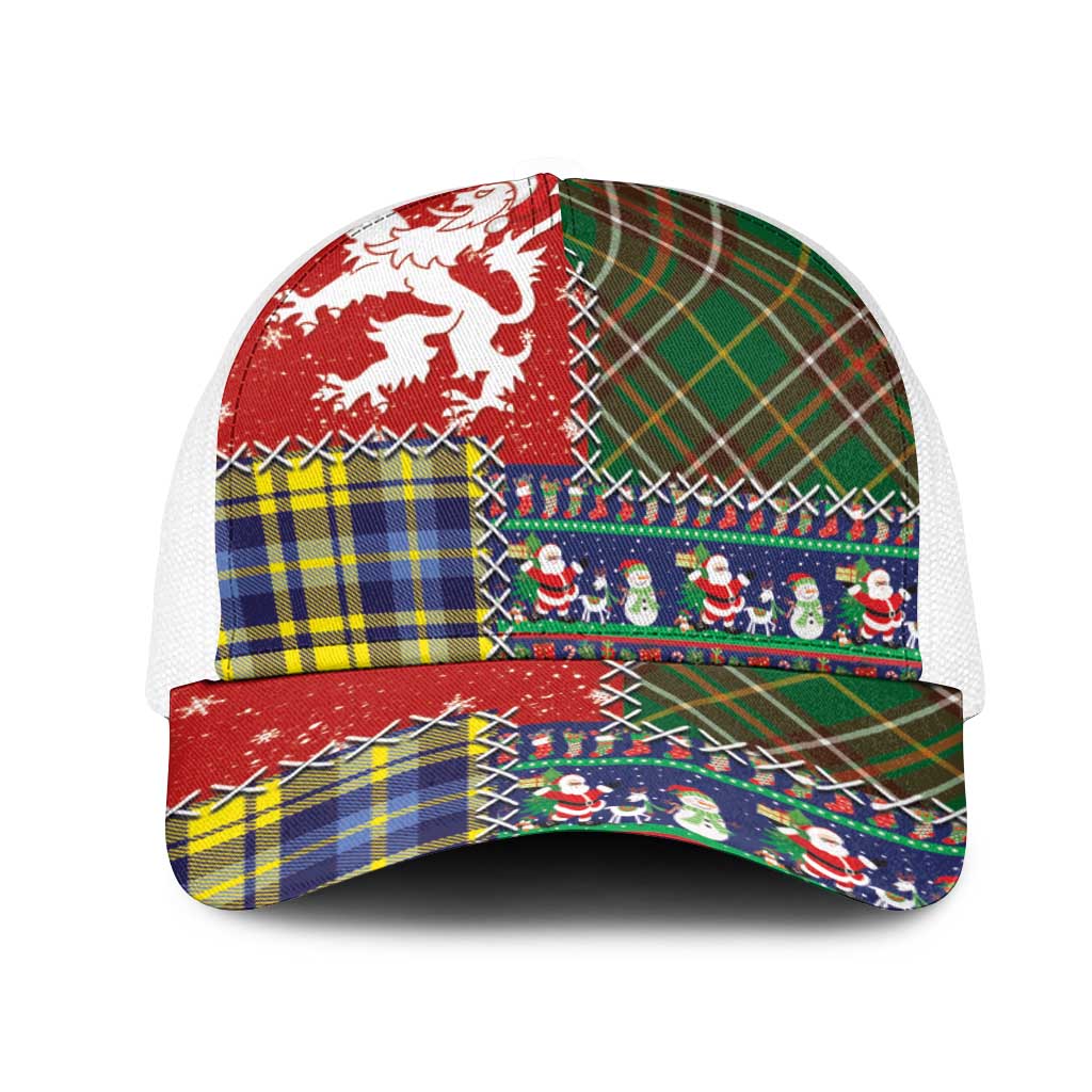 Scottish Christmas Mesh Trucker Cap Scotland Lion and Xmas Elements Patch Style - Wonder Print Shop