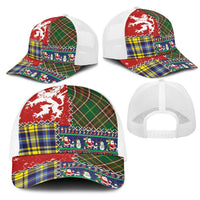 Scottish Christmas Mesh Trucker Cap Scotland Lion and Xmas Elements Patch Style - Wonder Print Shop