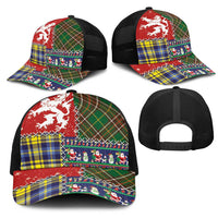 Scottish Christmas Mesh Trucker Cap Scotland Lion and Xmas Elements Patch Style - Wonder Print Shop