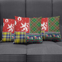 Scottish Christmas Pillow Cover Scotland Lion and Xmas Elements Patch Style - Wonder Print Shop
