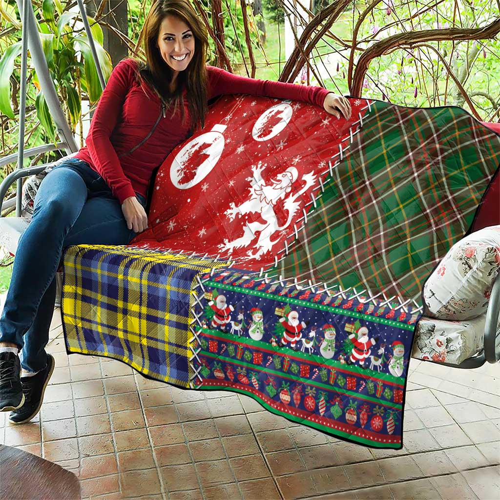 Scottish Christmas Quilt Scotland Lion and Xmas Elements Patch Style - Wonder Print Shop