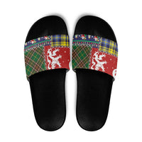 Scottish Christmas Slide Sandals Scotland Lion and Xmas Elements Patch Style - Wonder Print Shop