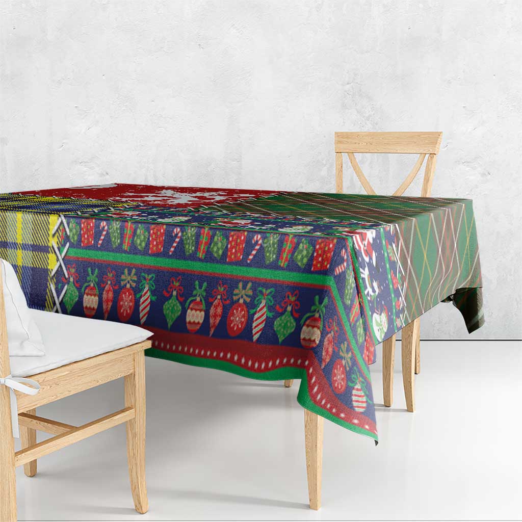 Scottish Christmas Tablecloth Scotland Lion and Xmas Elements Patch Style - Wonder Print Shop