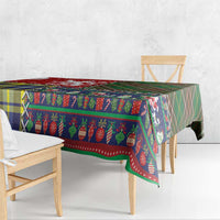 Scottish Christmas Tablecloth Scotland Lion and Xmas Elements Patch Style - Wonder Print Shop