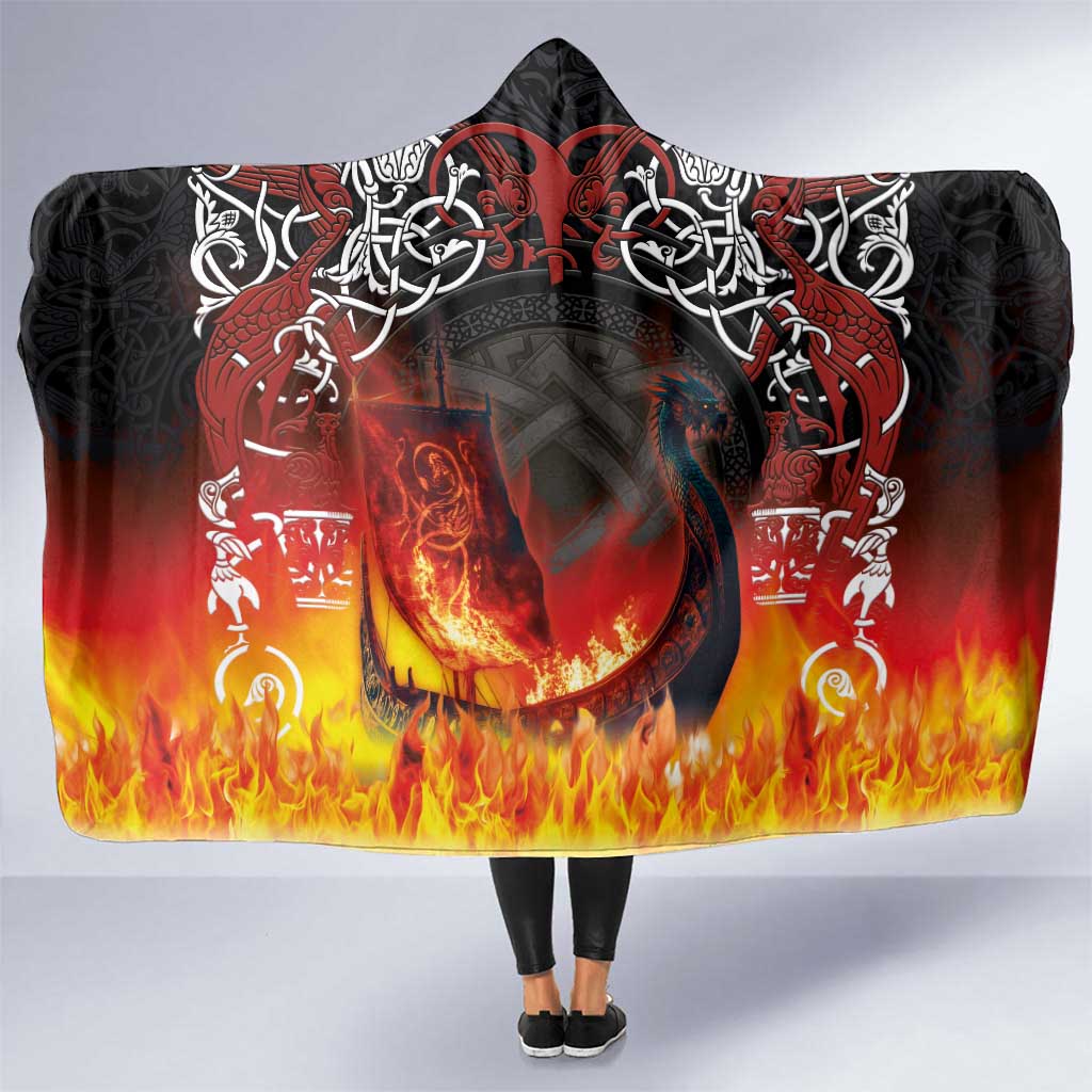 Scotland Up Helly Aa Hooded Blanket Drakkar Viking Longship Burning The Return of The Light