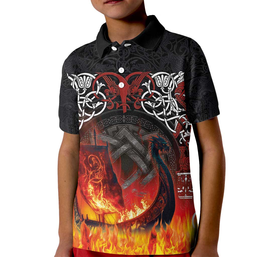 Scotland Up Helly Aa Kid Polo Shirt Drakkar Viking Longship Burning The Return of The Light - Wonder Print Shop