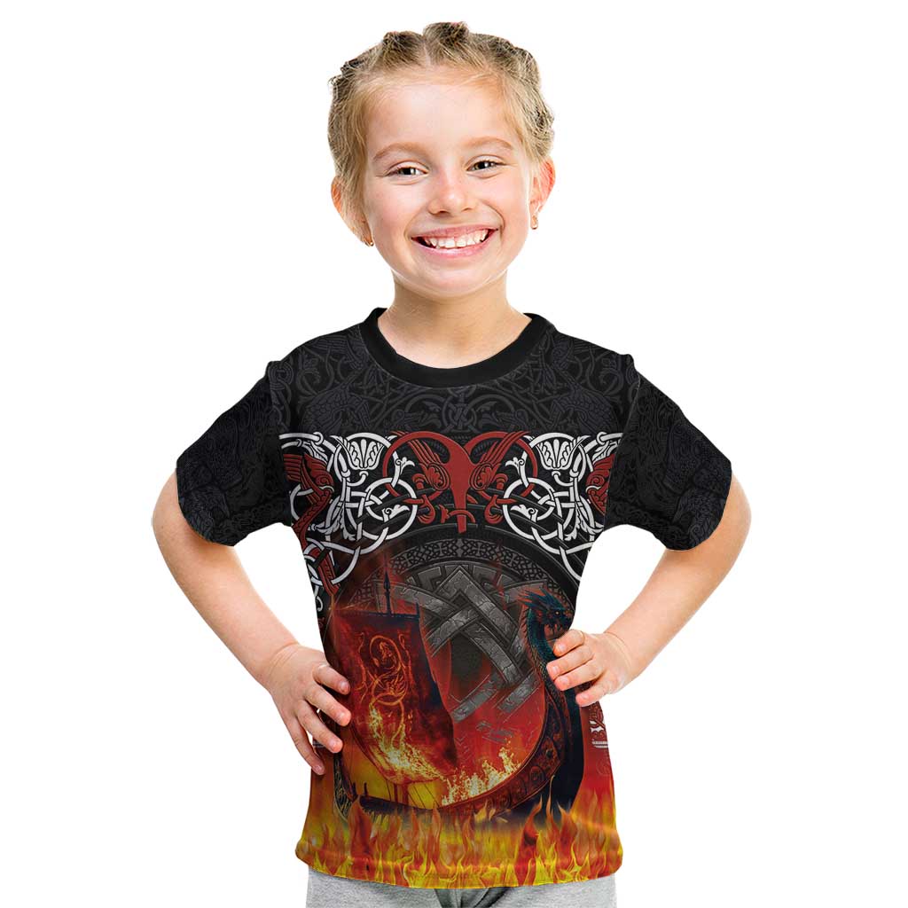 Scotland Up Helly Aa Kid T Shirt Drakkar Viking Longship Burning The Return of The Light - Wonder Print Shop