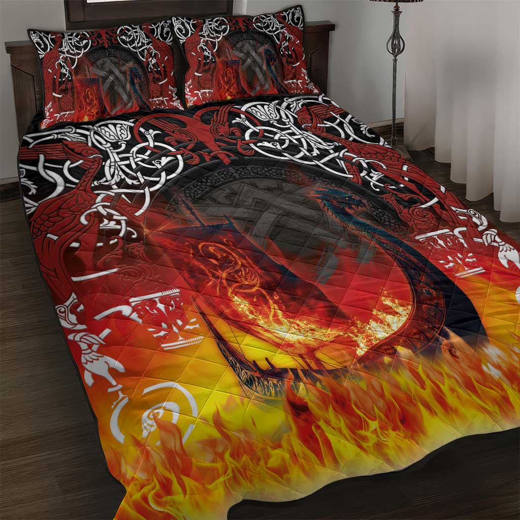 Scotland Up Helly Aa Quilt Bed Set Drakkar Viking Longship Burning The Return of The Light - Wonder Print Shop