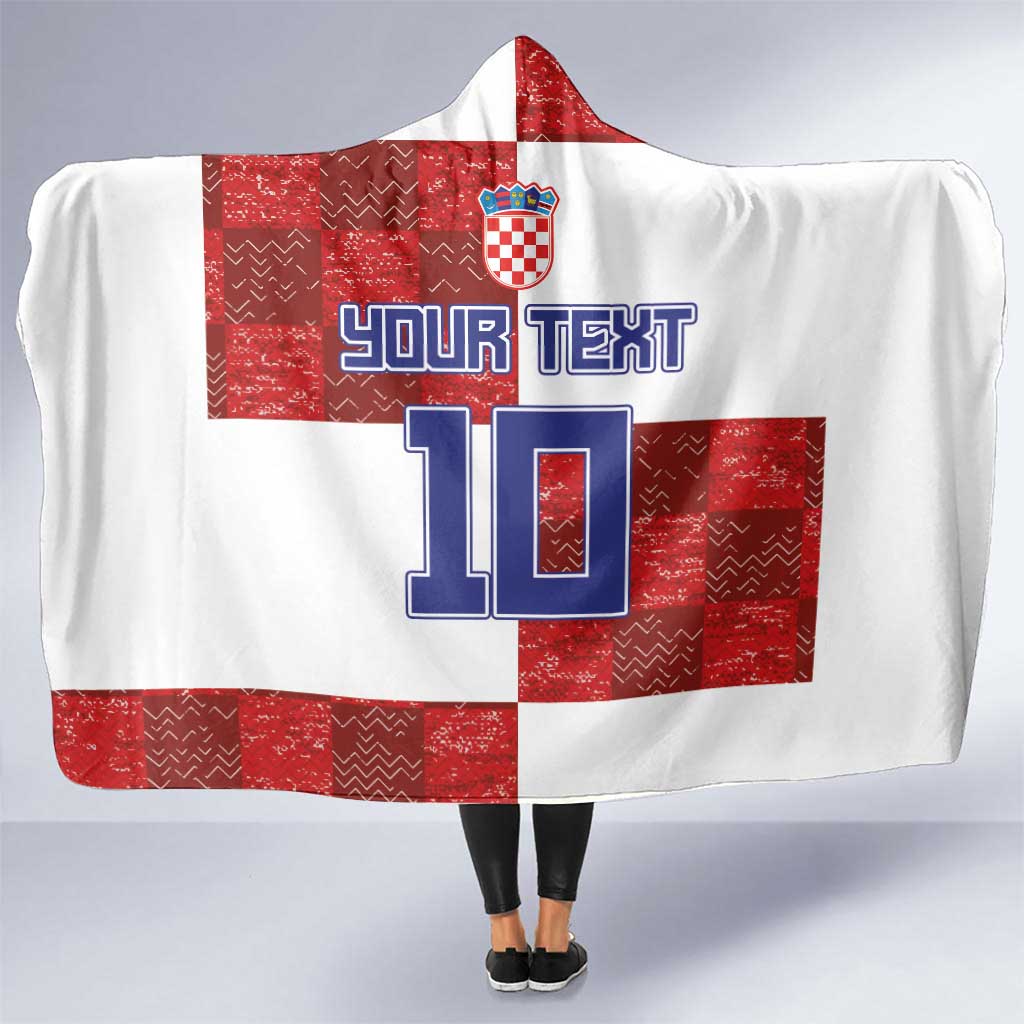 Custom Croatia Football Hooded Blanket Checkered Ones Sport Grunge Style