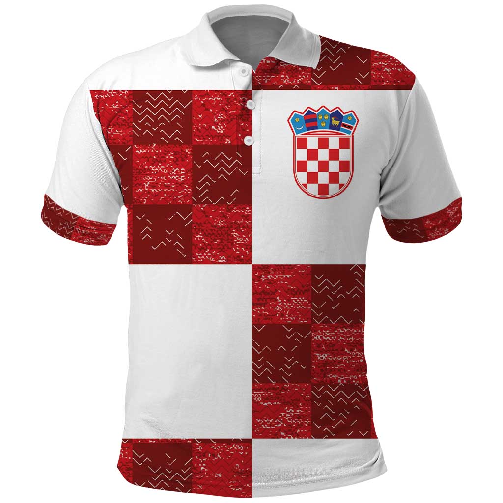 Custom Croatia Football Polo Shirt Checkered Ones Sport Grunge Style