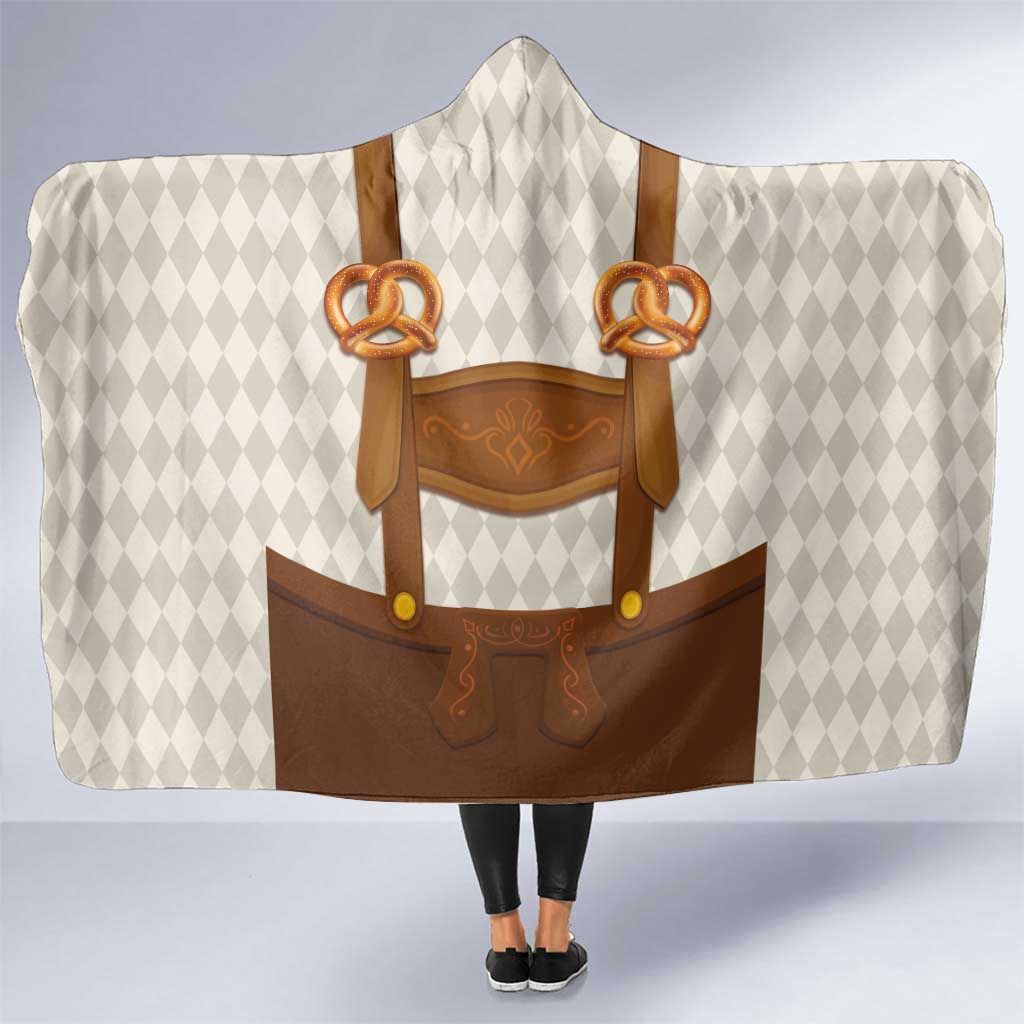 Traditional German Costume - Lederhosen and Soft Pretzel Hooded Blanket Old Vintage Bavarian Pattern