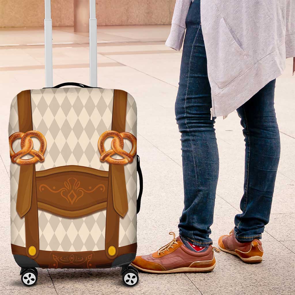 Traditional German Costume - Lederhosen and Soft Pretzel Luggage Cover Old Vintage Bavarian Pattern