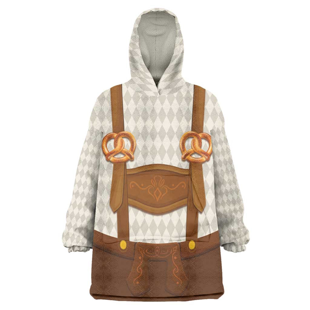 Traditional German Costume - Lederhosen and Soft Pretzel Wearable Blanket Hoodie Old Vintage Bavarian Pattern