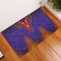 Haiti Choeblack Dashiki Style Rubber Doormat Blue Color