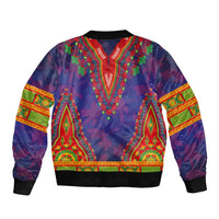 Haiti Choeblack Dashiki Style Sleeve Zip Bomber Jacket Blue Color