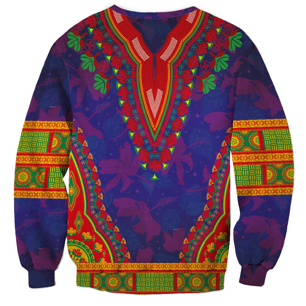 Haiti Choeblack Dashiki Style Sweatshirt Blue Color