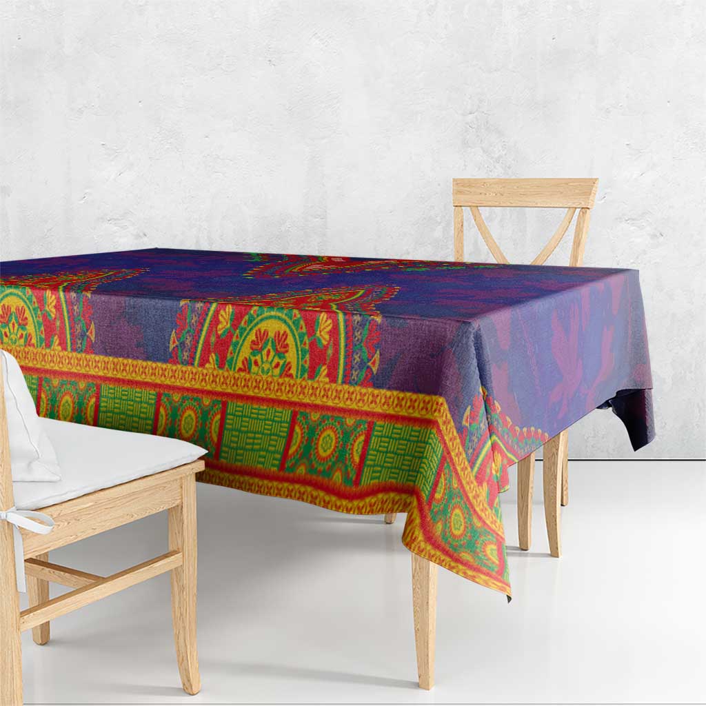 Haiti Choeblack Dashiki Style Tablecloth Blue Color