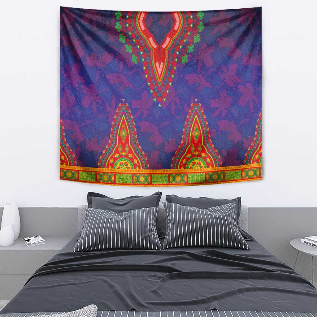 Haiti Choeblack Dashiki Style Tapestry Blue Color