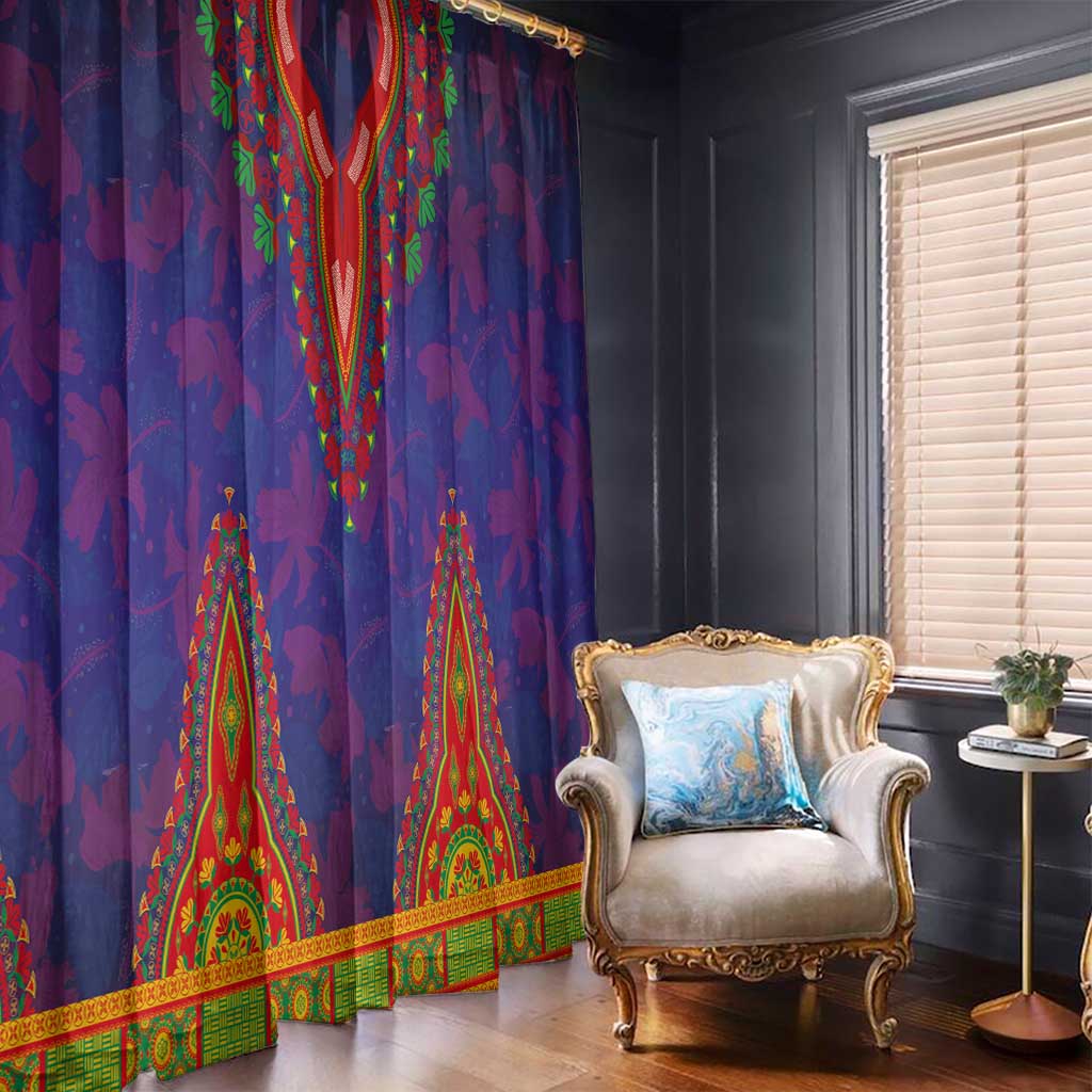 Haiti Choeblack Dashiki Style Window Curtain Blue Color