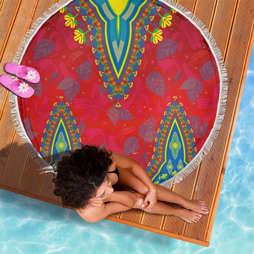 Haiti Choeblack Dashiki Style Beach Blanket Red Color