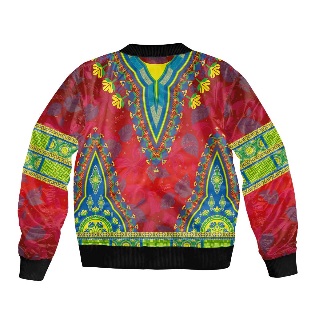 Haiti Choeblack Dashiki Style Bomber Jacket Red Color