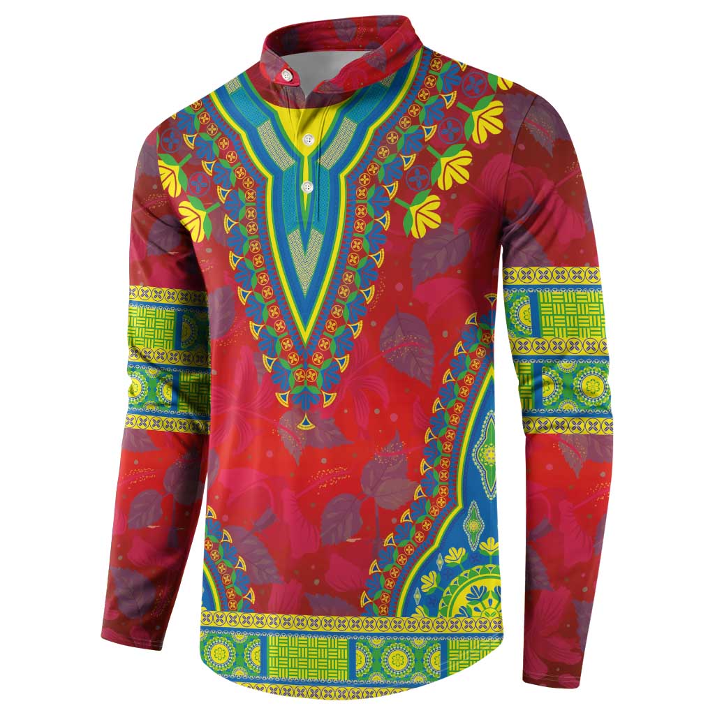 Haiti Choeblack Dashiki Style Button Sweatshirt Red Color