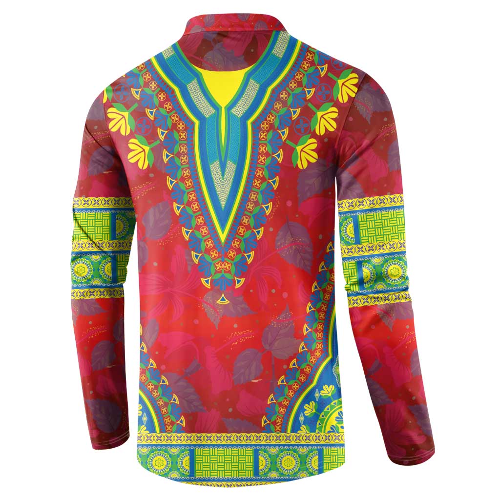 Haiti Choeblack Dashiki Style Button Sweatshirt Red Color