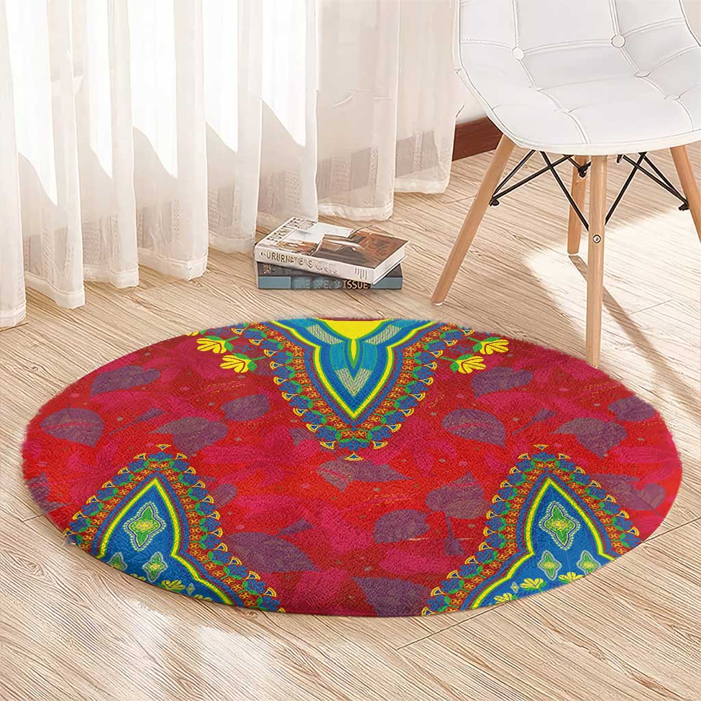 Haiti Choeblack Dashiki Style Round Carpet Red Color