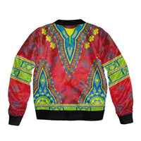 Haiti Choeblack Dashiki Style Sleeve Zip Bomber Jacket Red Color