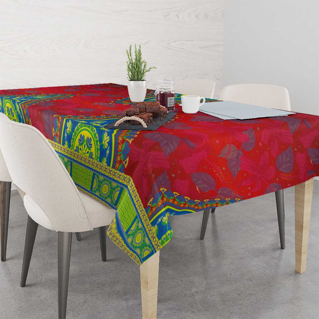 Haiti Choeblack Dashiki Style Tablecloth Red Color