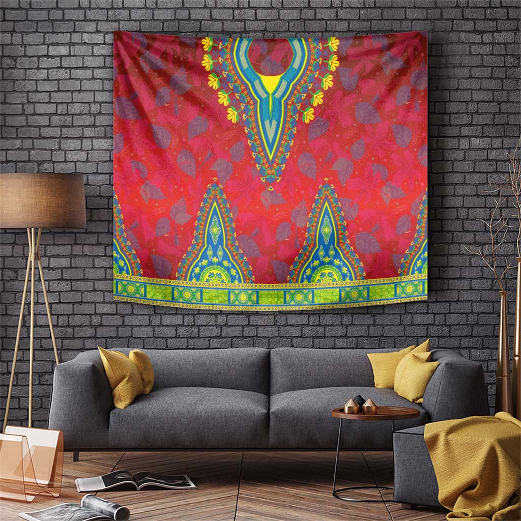 Haiti Choeblack Dashiki Style Tapestry Red Color