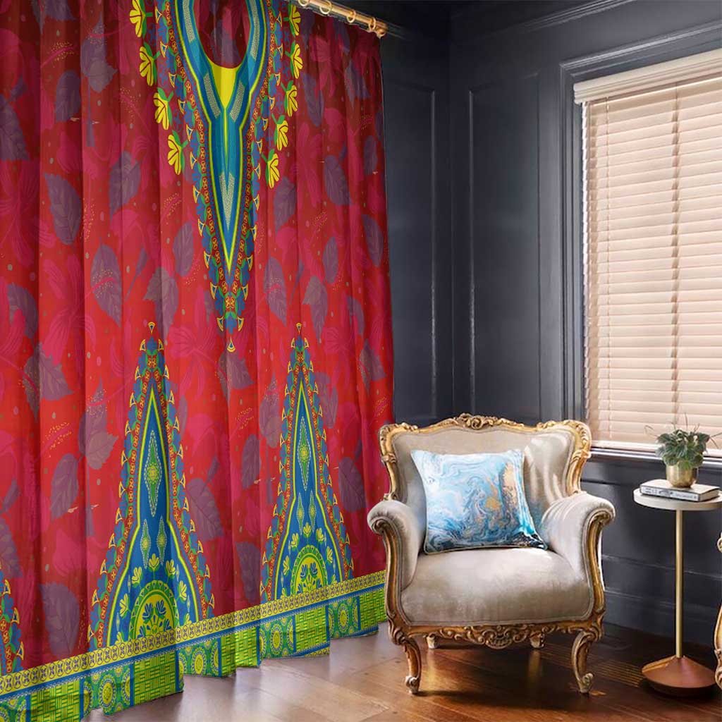 Haiti Choeblack Dashiki Style Window Curtain Red Color