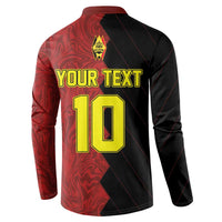Black-and-red long-sleeve button sweatshirt back print: YOUR TEXT 10
