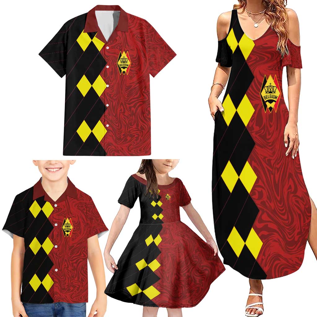 Custom Belgium Football 2024 Go Champion Family Matching Summer Maxi Dress and Hawaiian Shirt - Wonder Print Shop