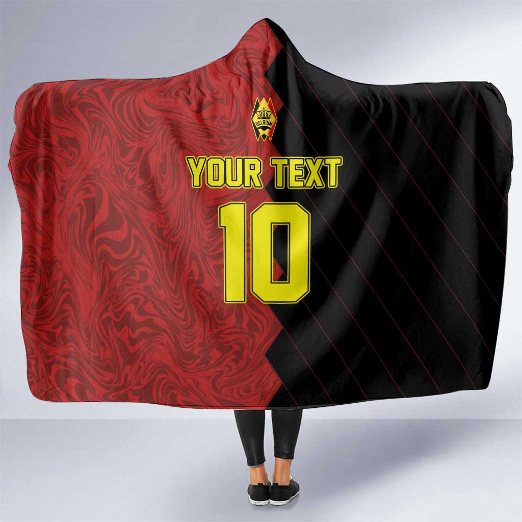 Custom Belgium Football 2024 Go Champion Hooded Blanket