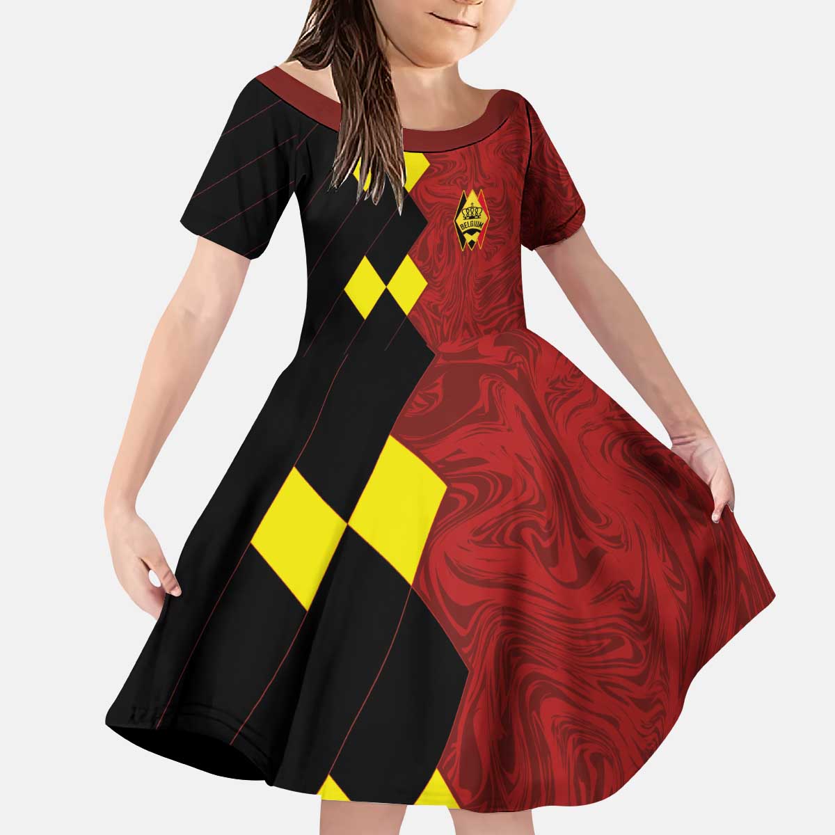 Custom Belgium Football 2024 Go Champion Kid Short Sleeve Dress - Wonder Print Shop