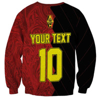 Red and black sweatshirt back with Belgium crest, YOUR TEXT and large 10 graphic