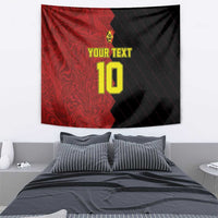 Red and black football tapestry with 'YOUR TEXT' and number 10, centered design