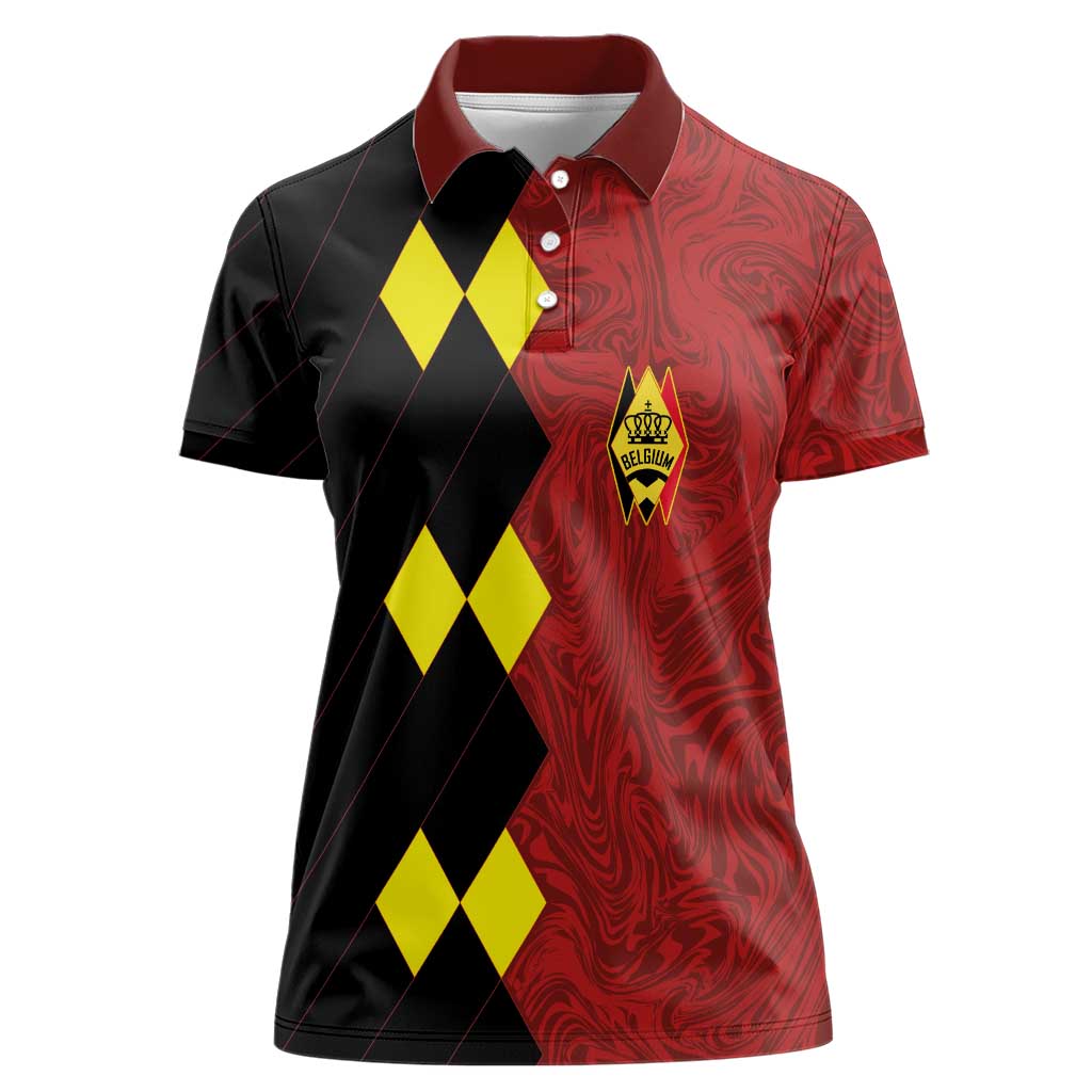 Custom Belgium Football 2024 Go Champion Women Polo Shirt - Wonder Print Shop