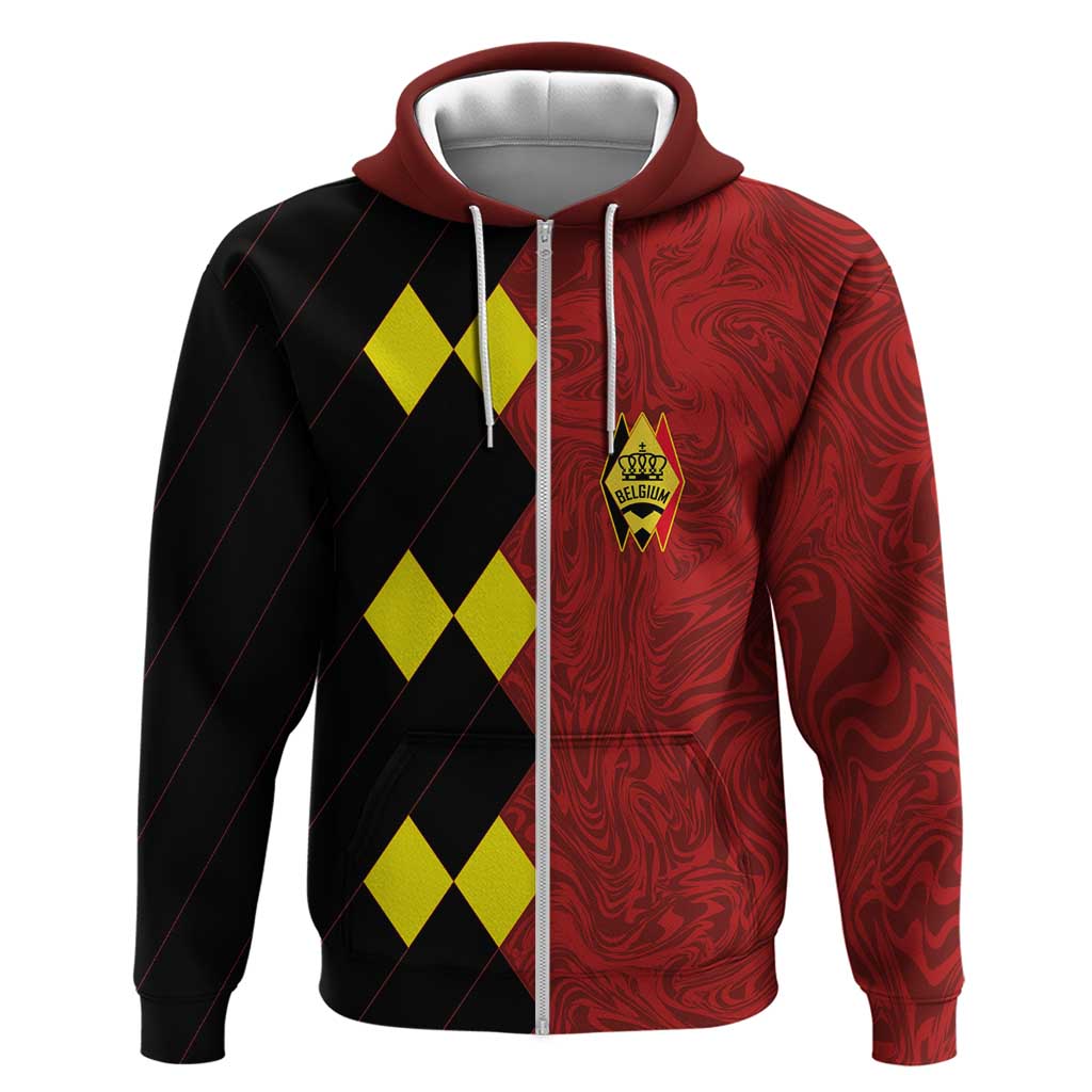 Custom Belgium Football 2024 Go Champion Zip Hoodie - Wonder Print Shop