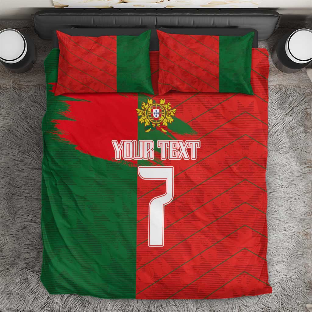 Portugal football-themed bedding set, red and green with crest and white number design
