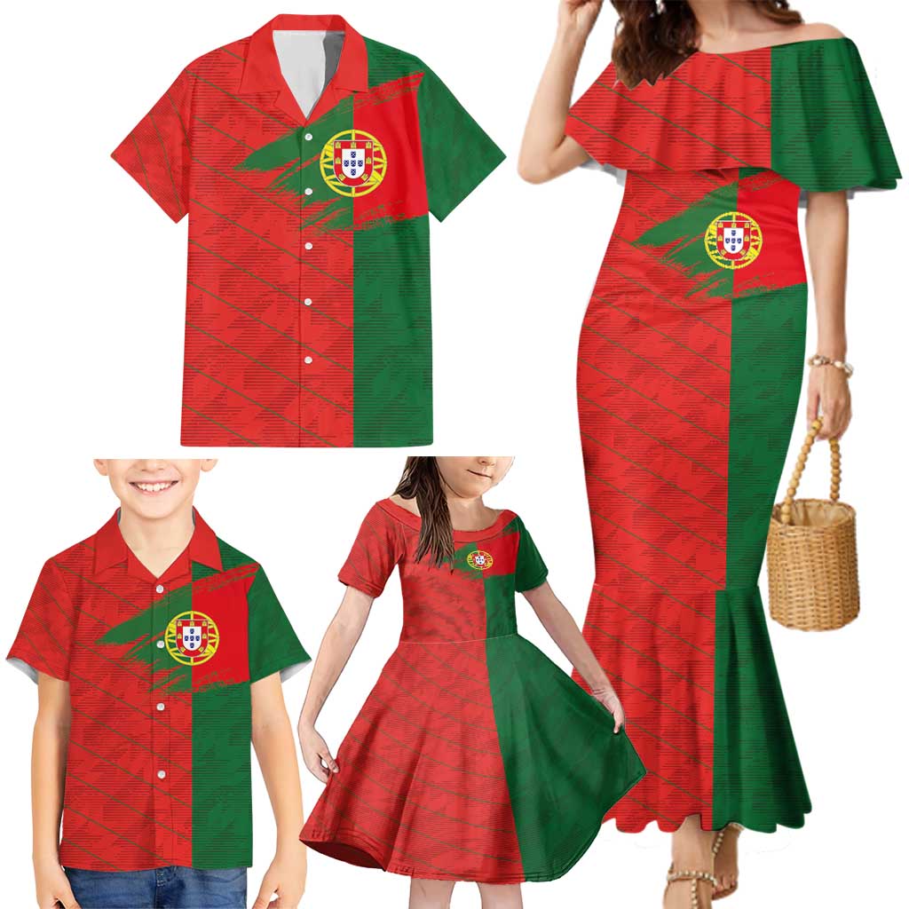 Custom Portugal Football 2024 Go Champion Family Matching Mermaid Dress and Hawaiian Shirt - Wonder Print Shop