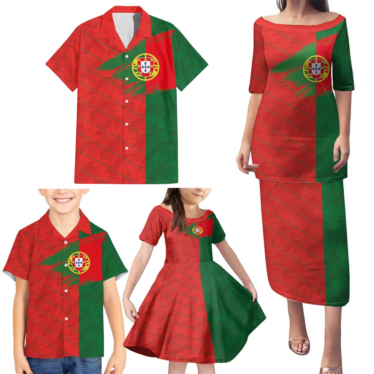 Custom Portugal Football 2024 Go Champion Family Matching Puletasi and Hawaiian Shirt - Wonder Print Shop