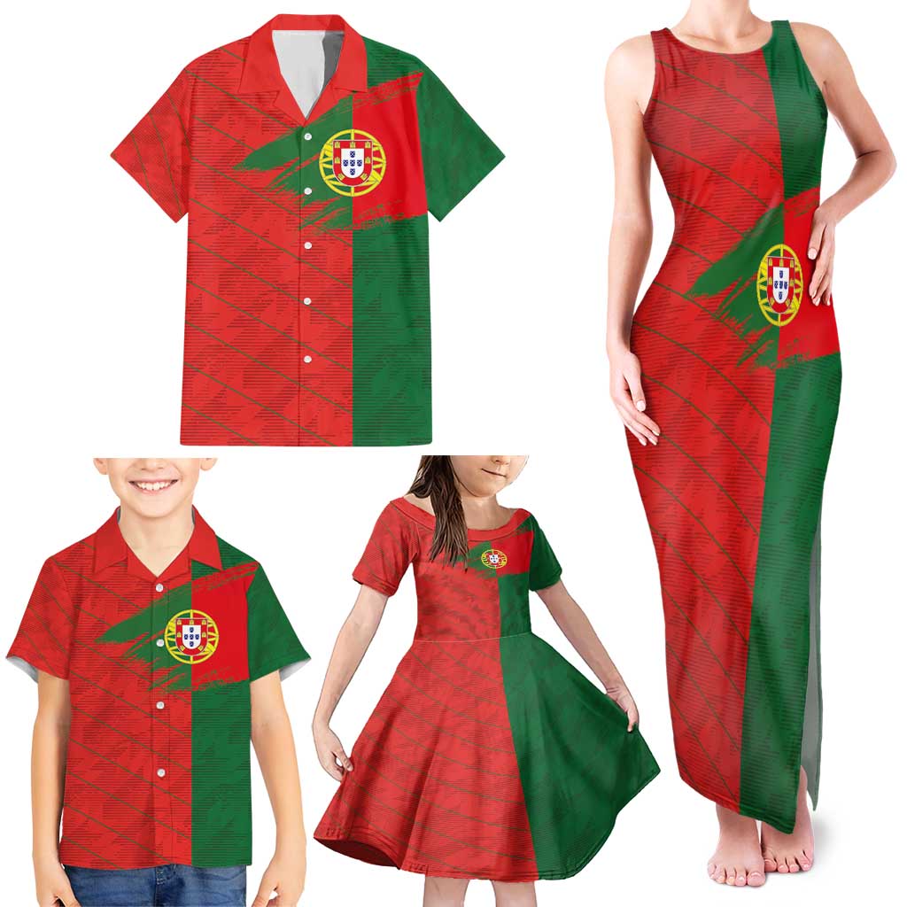 Custom Portugal Football 2024 Go Champion Family Matching Tank Maxi Dress and Hawaiian Shirt - Wonder Print Shop