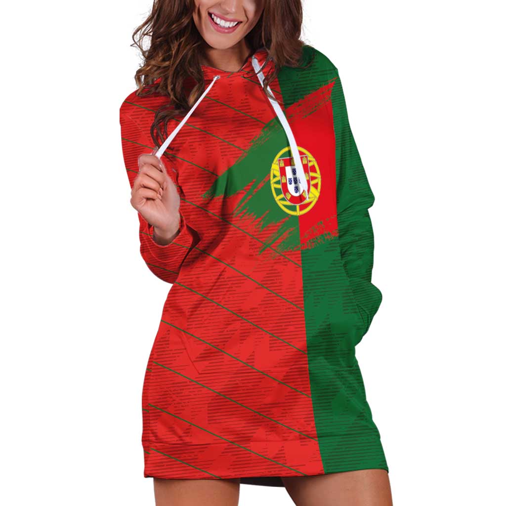 Custom Portugal Football 2024 Go Champion Hoodie Dress - Wonder Print Shop