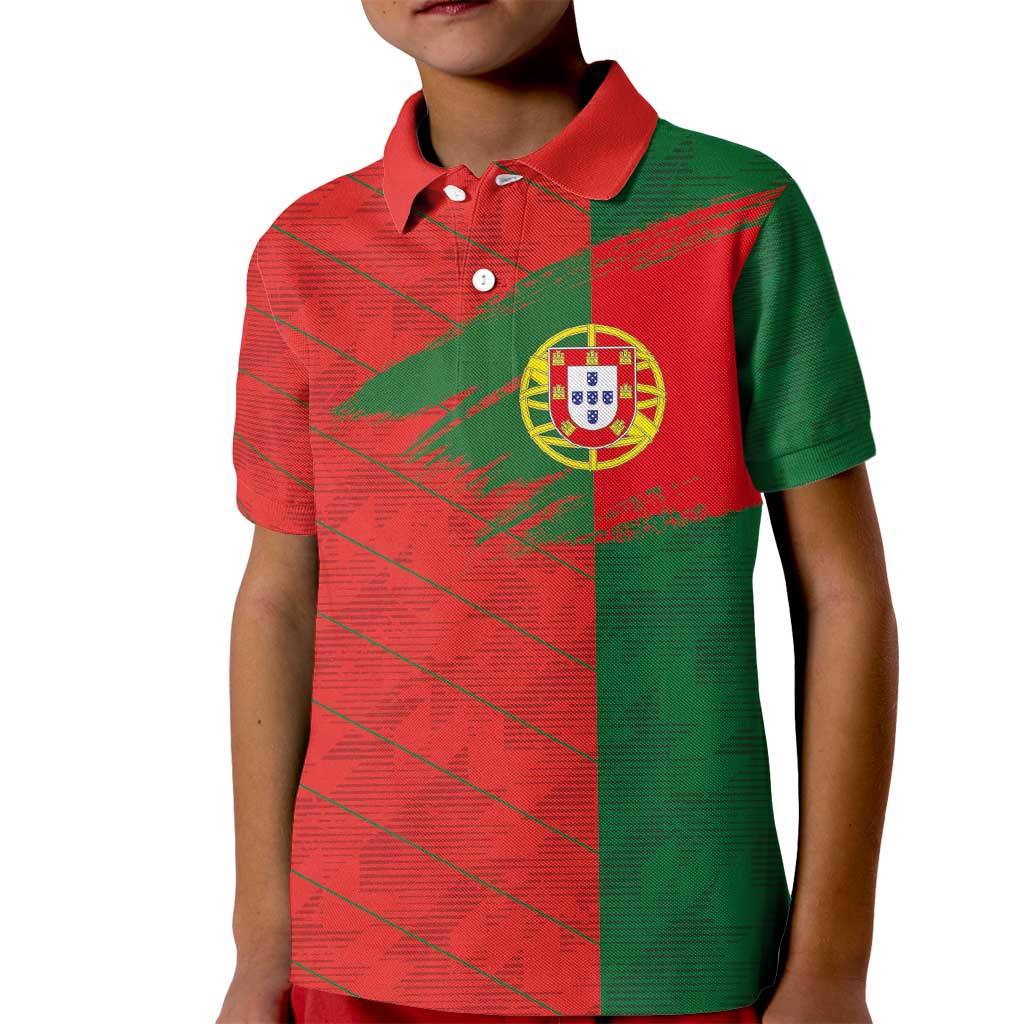 Custom Portugal Football 2024 Go Champion Kid Polo Shirt - Wonder Print Shop